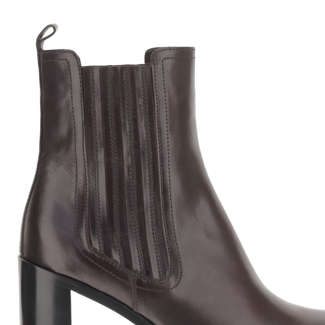 Sartore Pointed Toe Leather Ankle Boots With Back Strap And Elastic Panels