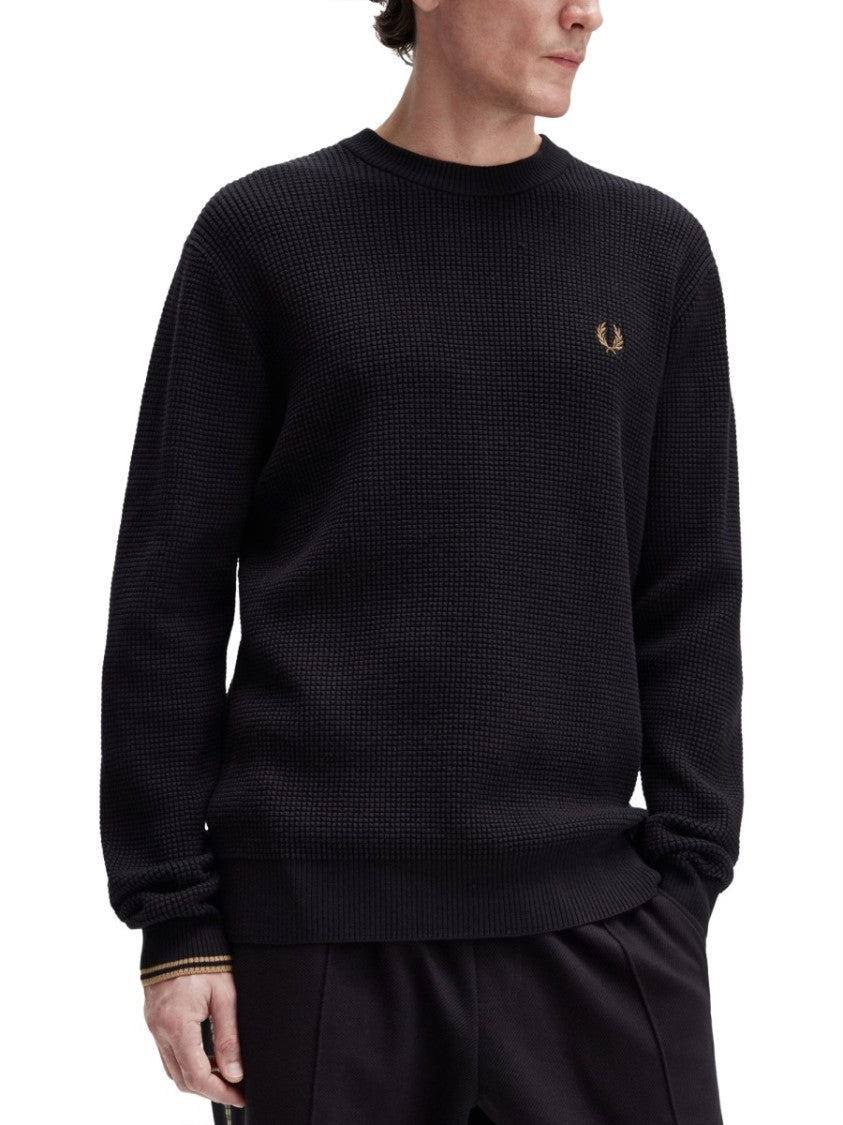 Fred Perry Textured Knit Sweater With Embossed Pattern