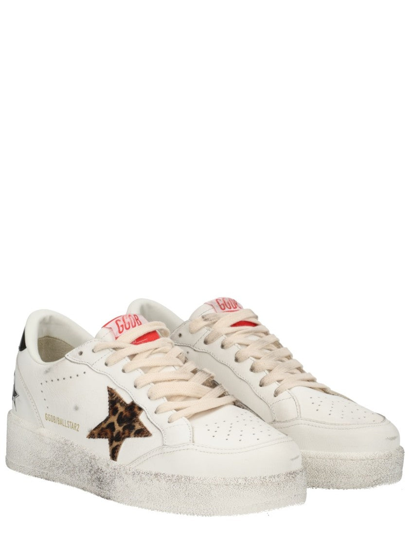 Golden Goose Ballstar Distressed White Cow Leather Sneakers