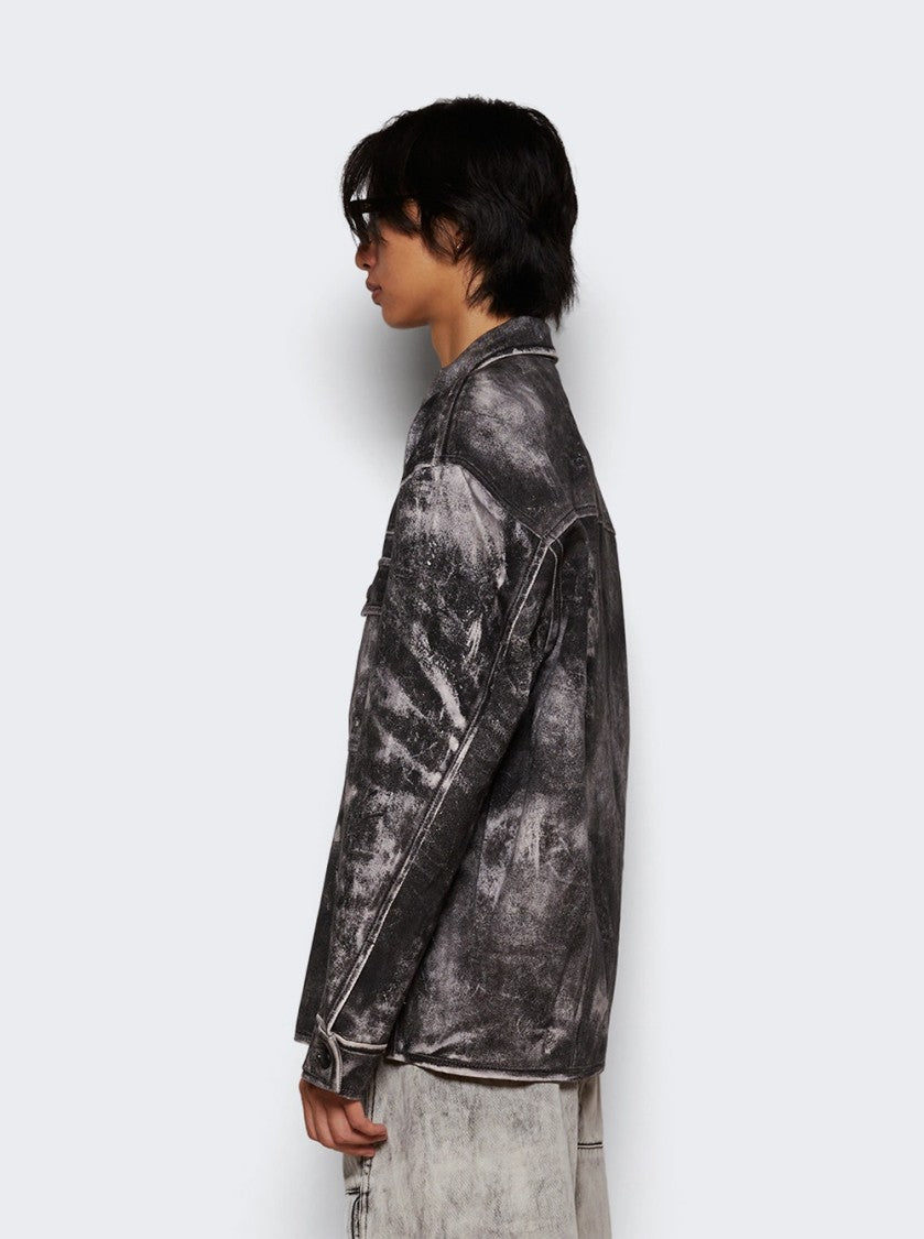 Alexander Wang Oversized Shirt Jacket Trompe Loeil Leather Effect Grey