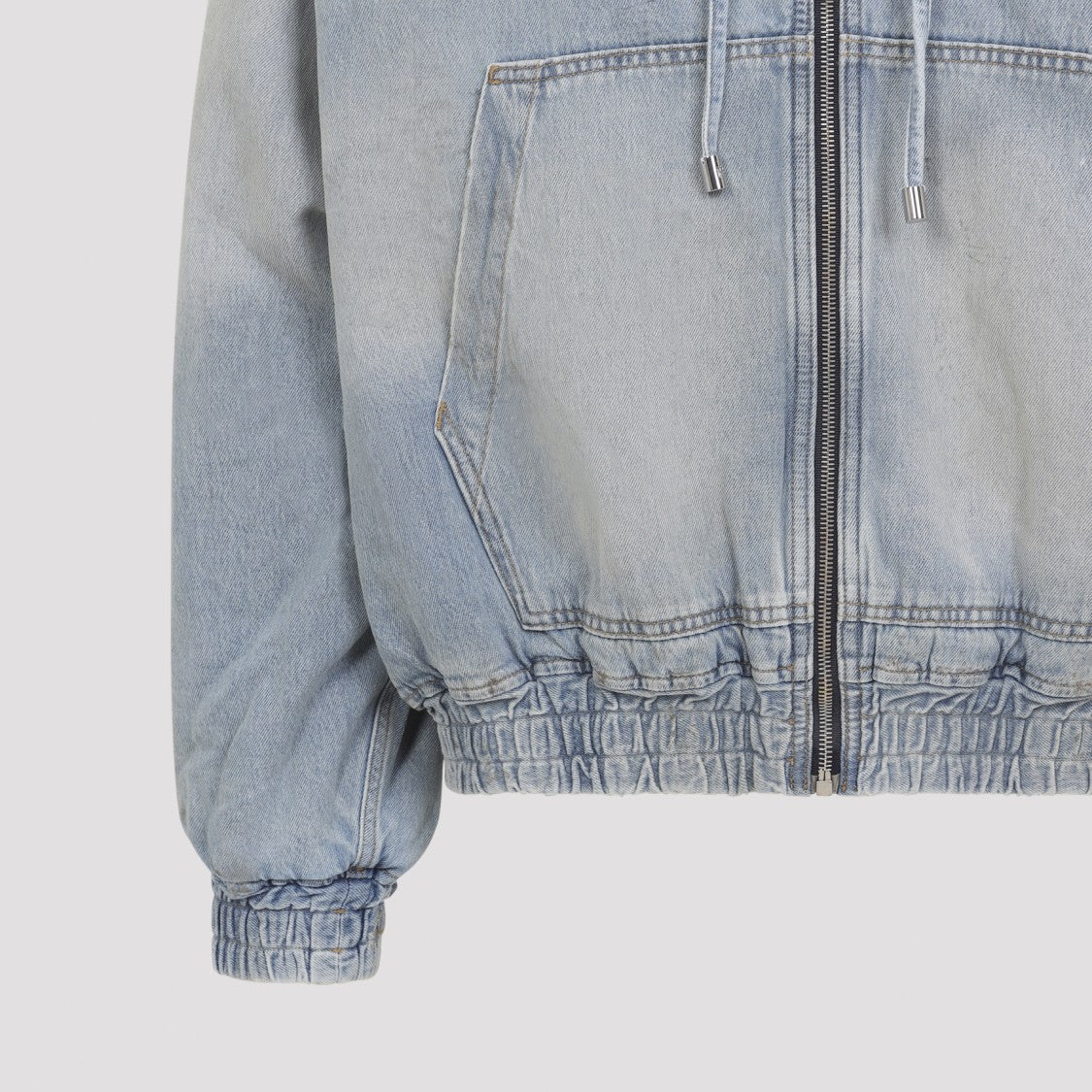Amiri Light-Wash Denim Jacket With Zip-Up Front And Hood