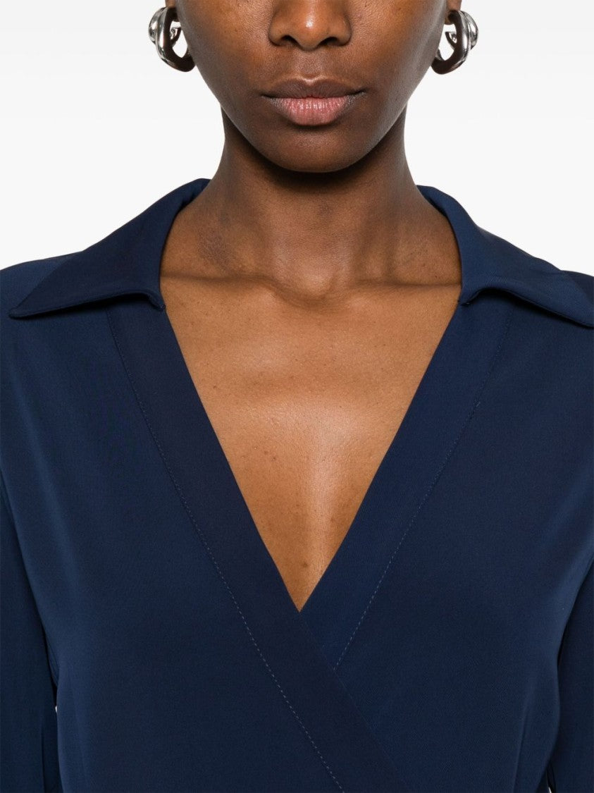 Liu Jo Wrap Midi Dress With Deep V-Neckline And Tie Waist