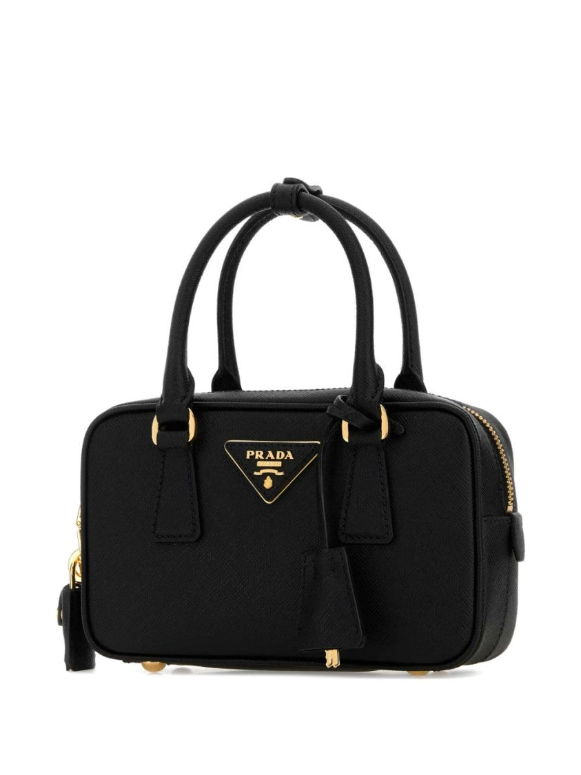 Prada Textured Leather Logo Plaque Handbag
