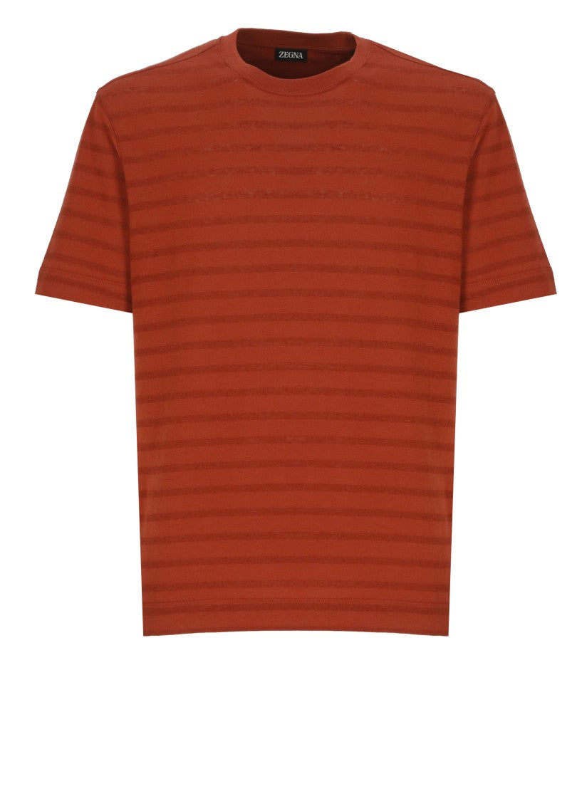 Zegna Orange Striped T-Shirt