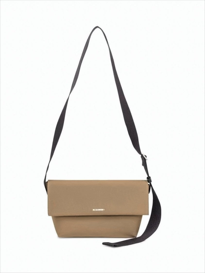 Jil Sander Structured Brown Crossbody Bag With Fold-Over Flap
