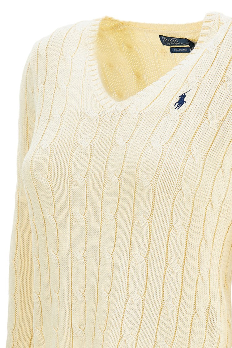 Polo Ralph Lauren V-Neck Cable-Knit Cotton Pullover Sweater