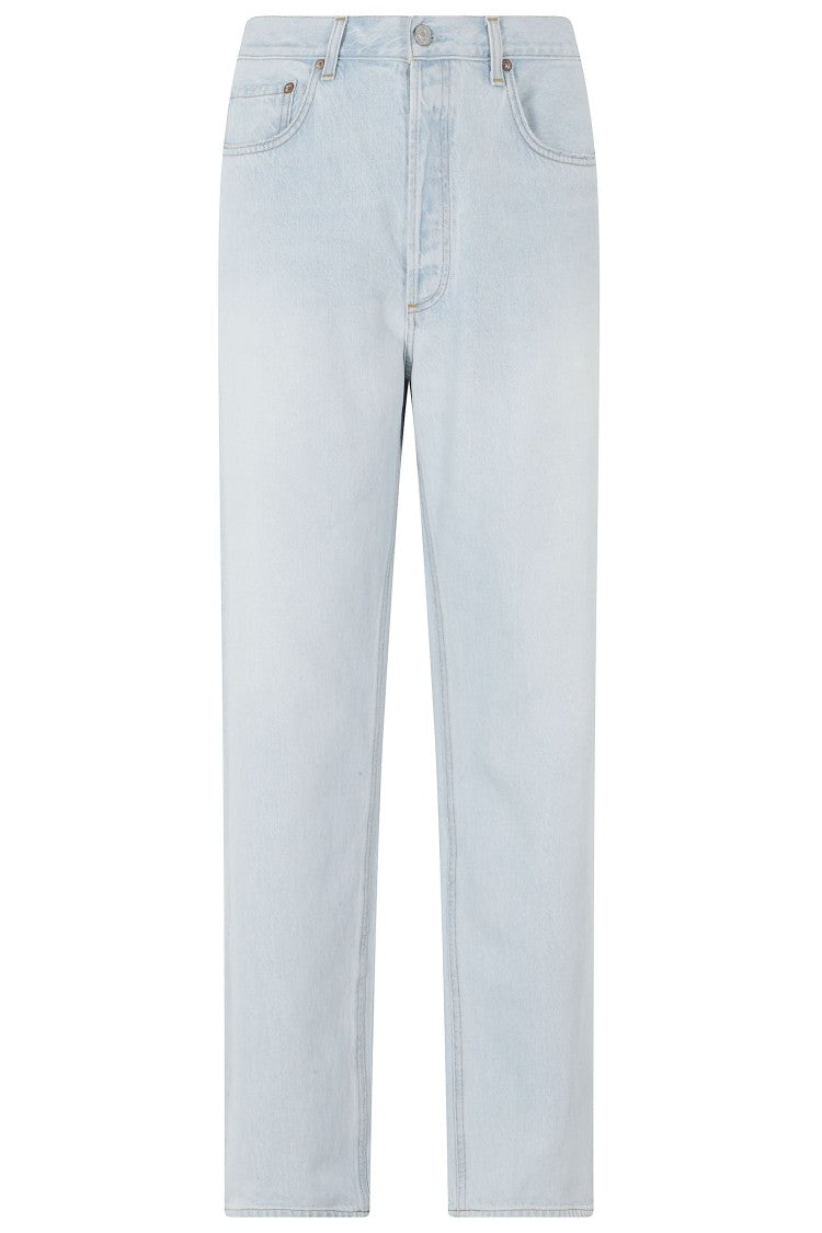 Agolde Light Denim 90S Five-Pocket Wide-Leg Cotton Jeans