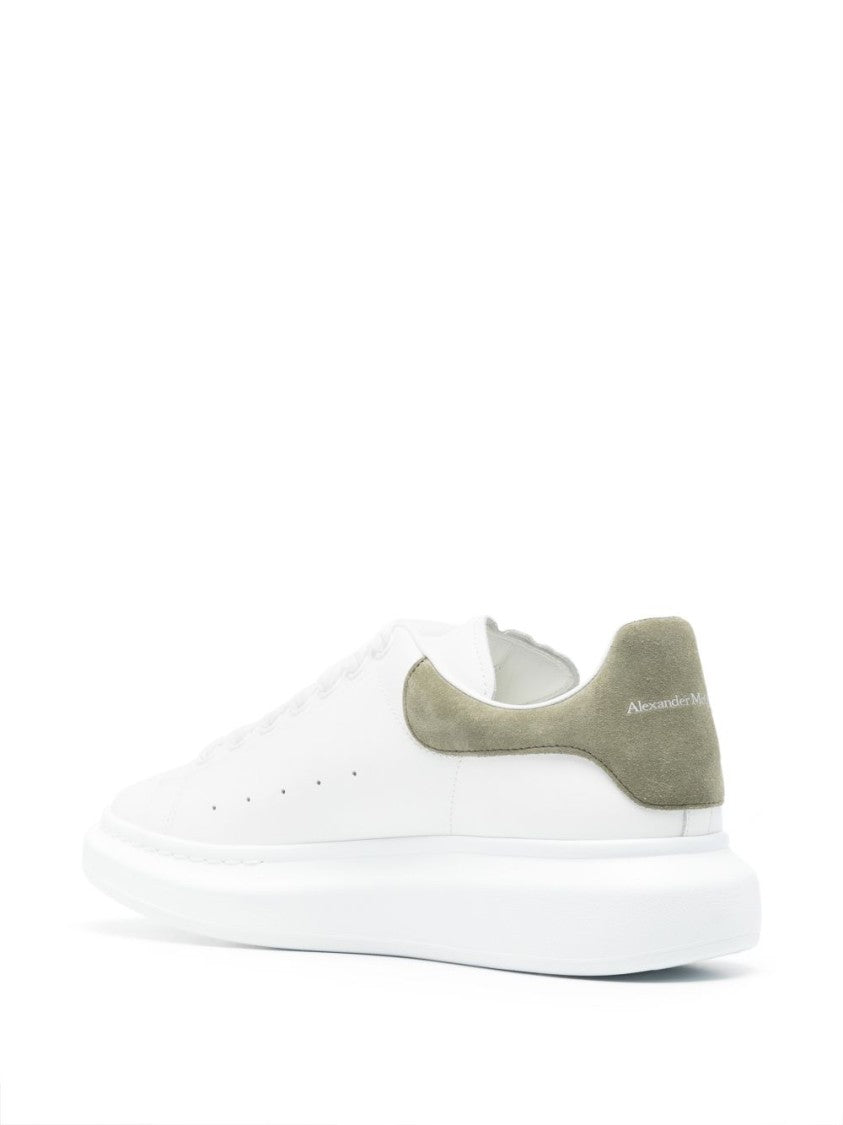 Alexander Mcqueen White Leather Sneakers With Suede Accent
