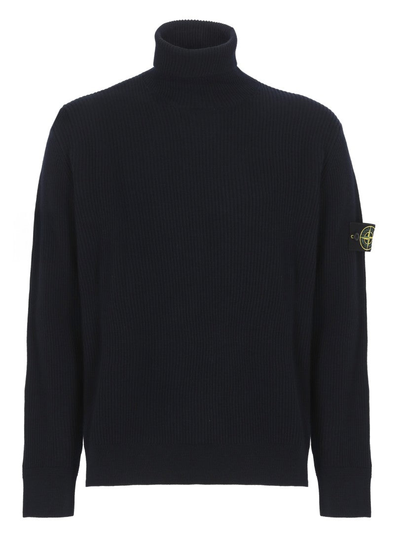 Stone Island Dark Blue Wool Sweater