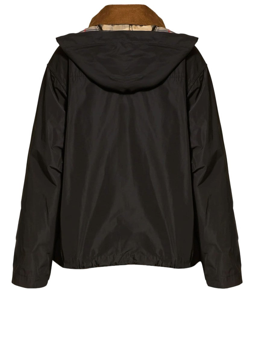 Barbour Nylon Weaver Jacket With Tartan Lining And Adjustable Hem