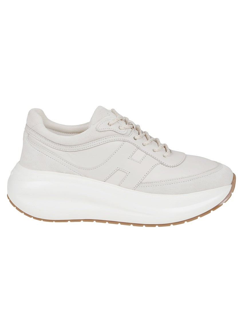 Hogan H696 Lace-Up Sneakers With Nappa Leather And Suede Inserts