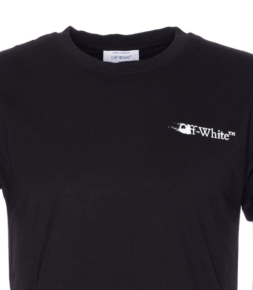 Off-White Plain Black T-Shirt With Standard Crew Neckline