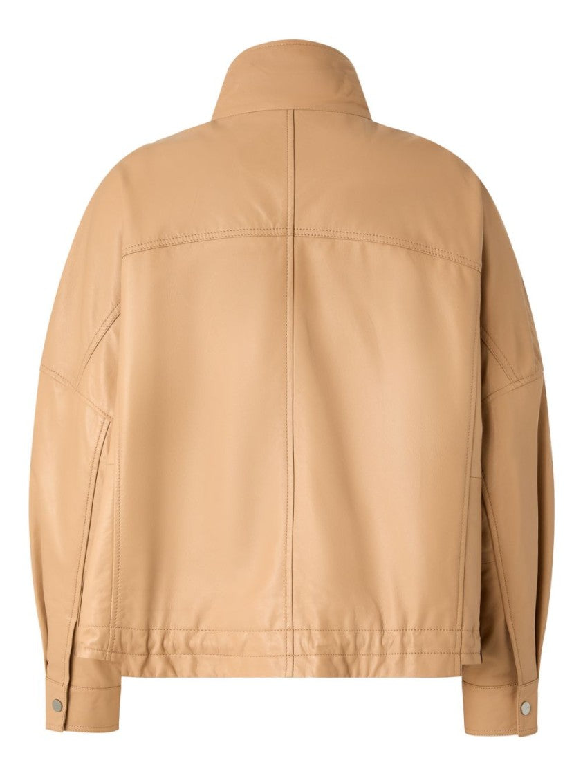 Pinko Beige Press-Stud High-Neck Peacoat