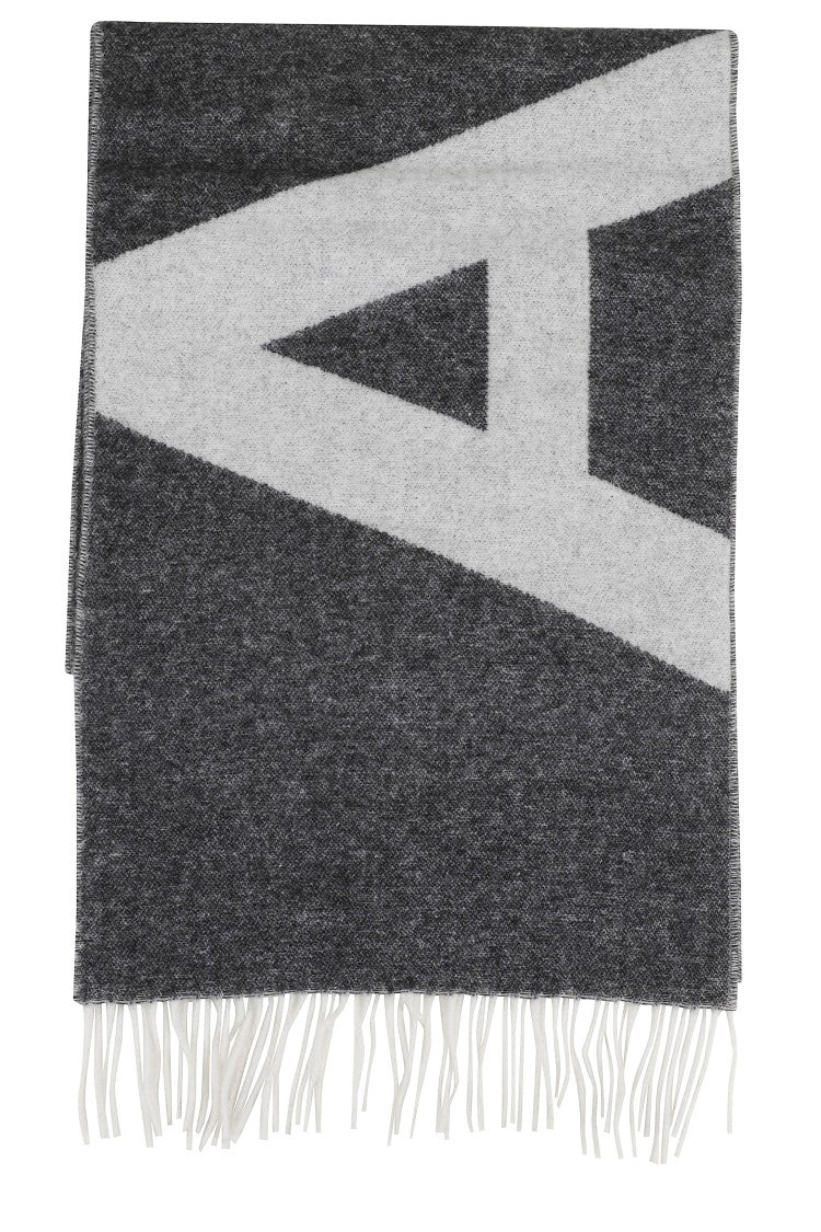 A.P.C. Geometric Design Wool Scarf With Logo And Fringed Edges