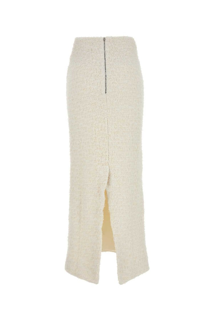 Balenciaga White Stretch Bouclé Skirt
