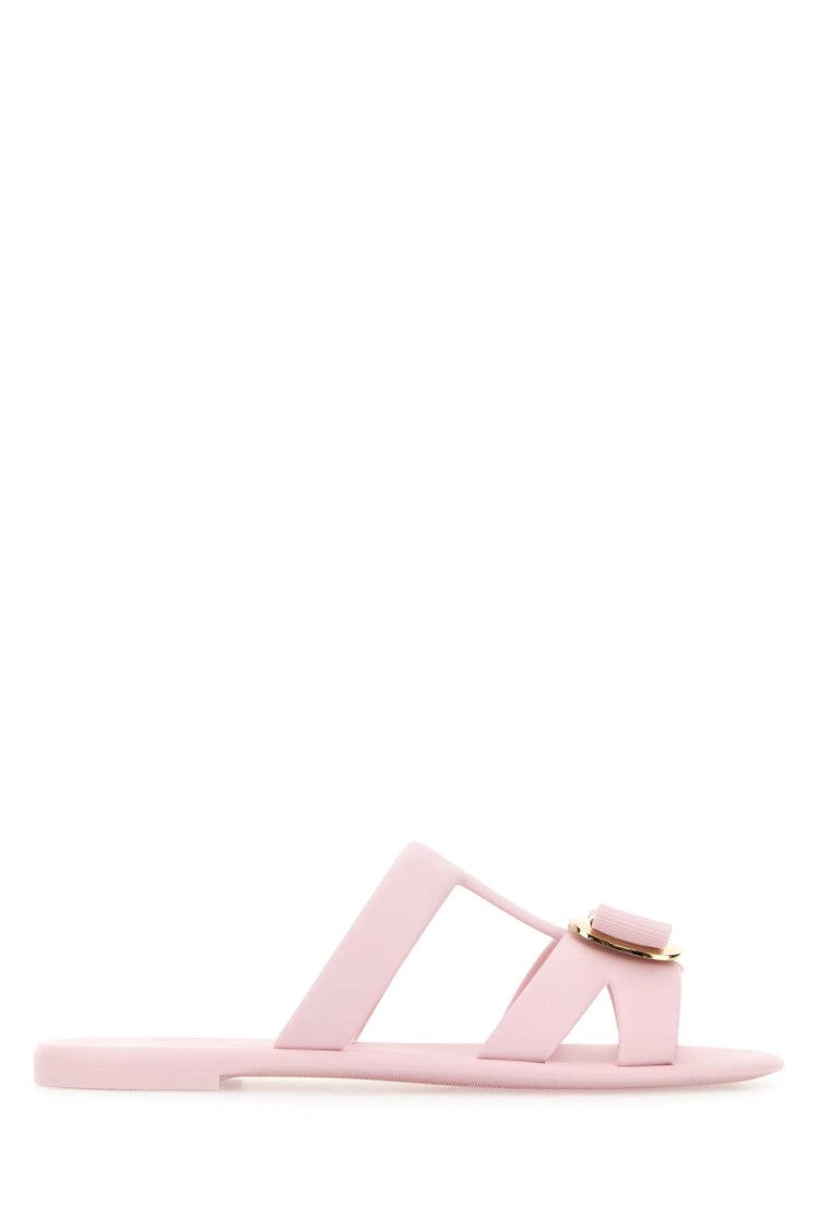 Salvatore Ferragamo Pastel Pink Rubber Lilou Slippers