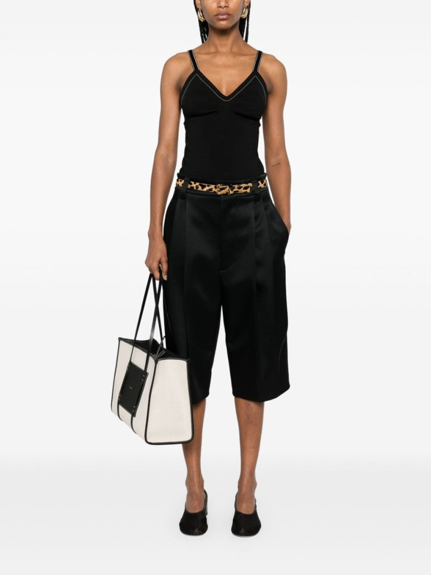 Carven Black Silk V-Neck Top