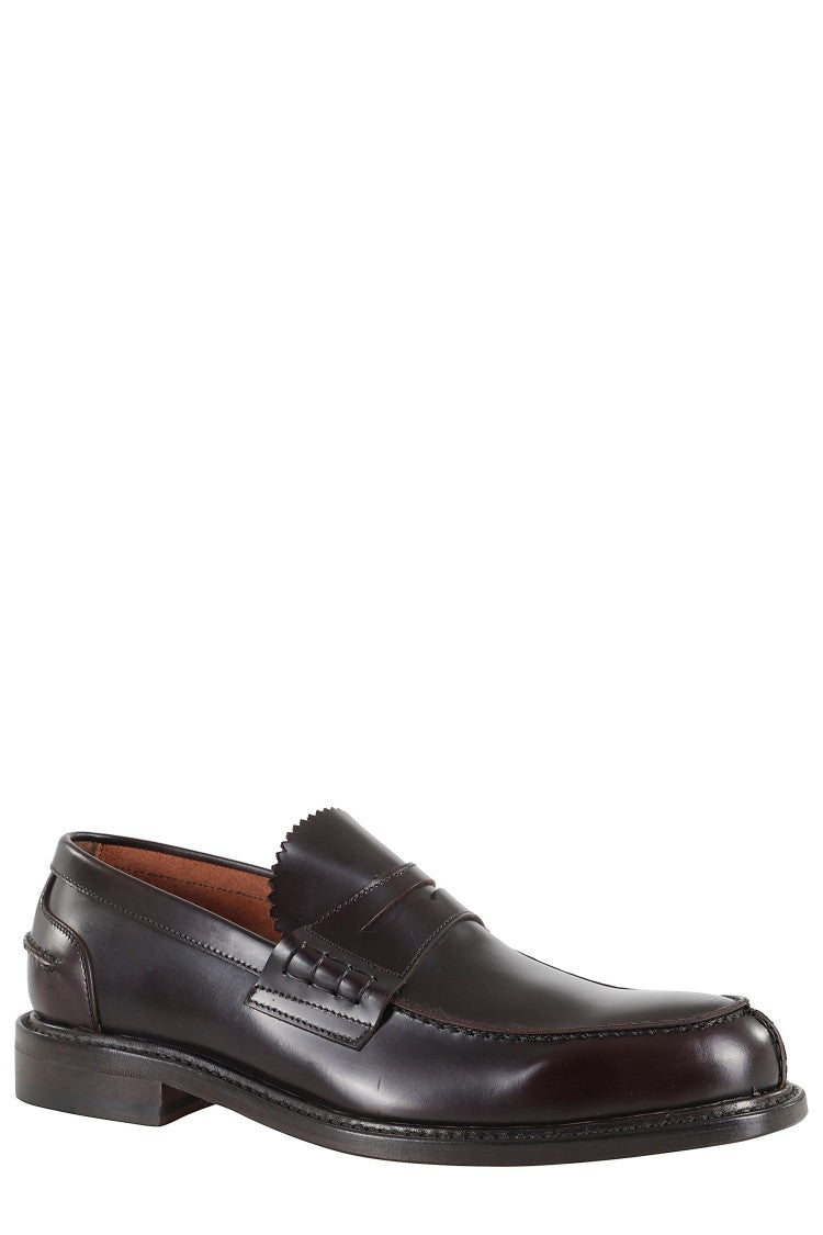 John Spencer Brown Shiny Penny Strap Leather Loafers