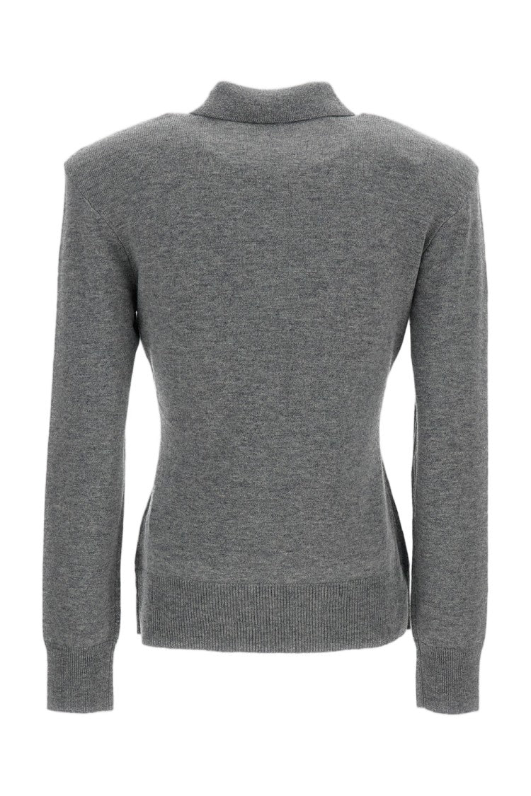 Rotate Grey Merino Wool Cashmere Slim Cardigan