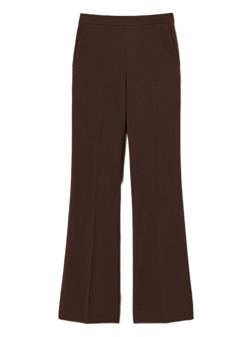 Twin-Set High-Waist Wide-Leg Trousers In Soft Fabric Blend