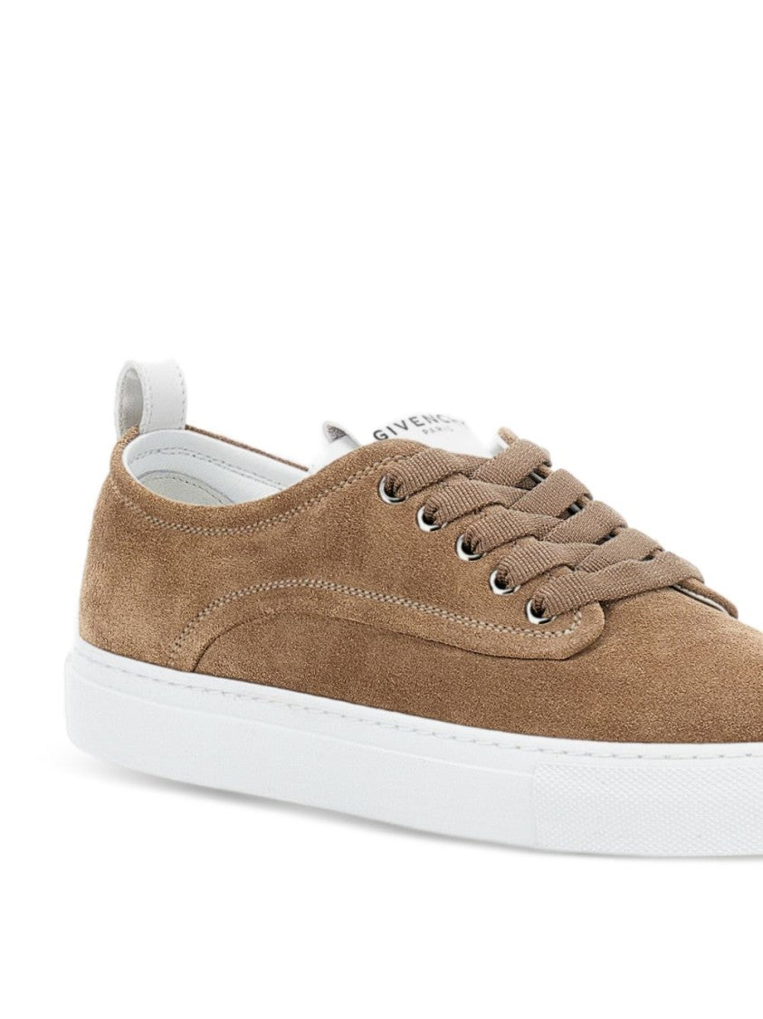 Givenchy Beige Suede Contrast Stitching Lace Sneakers