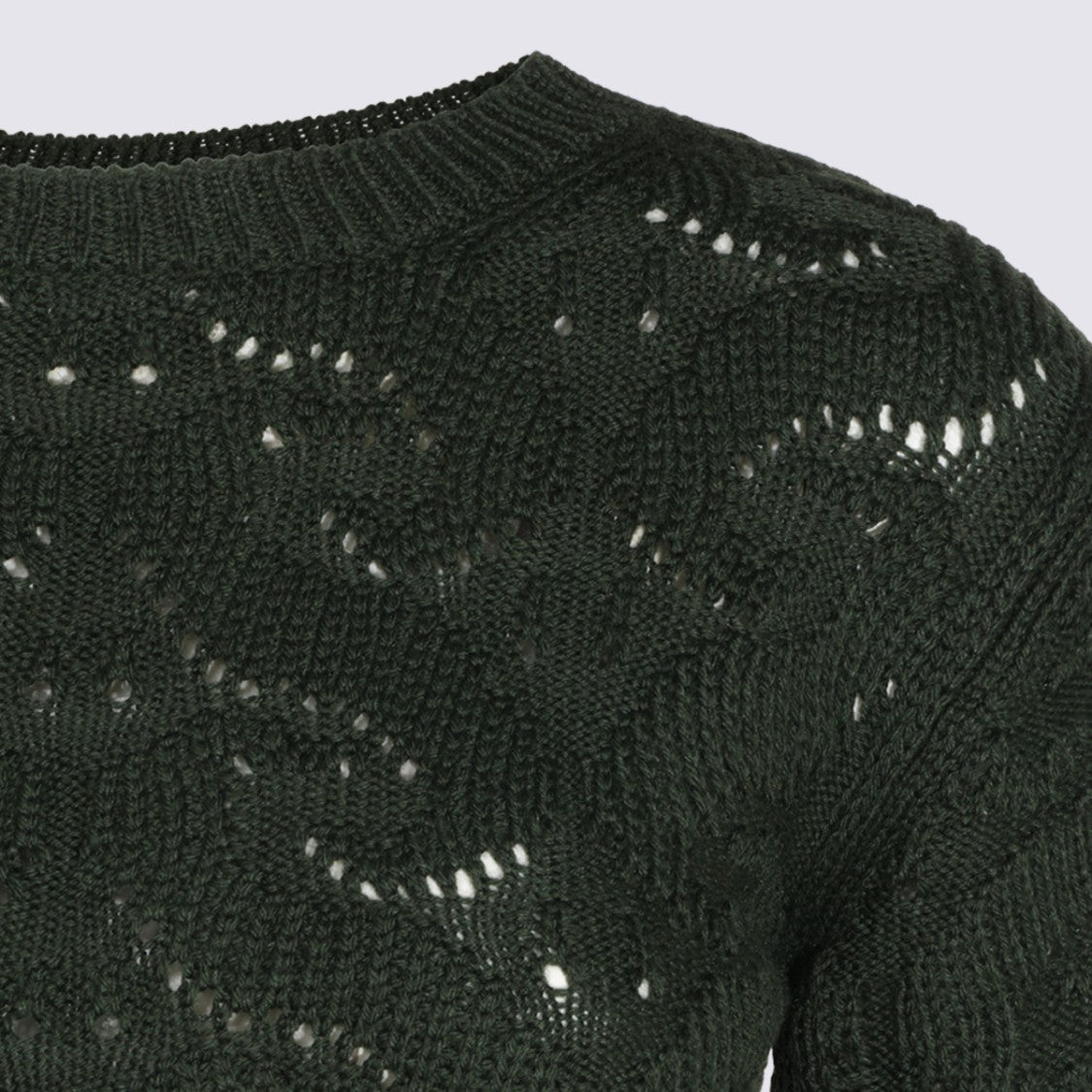 Etro Open-Knit Black Sweater With Floral Design And Ribbed Accents