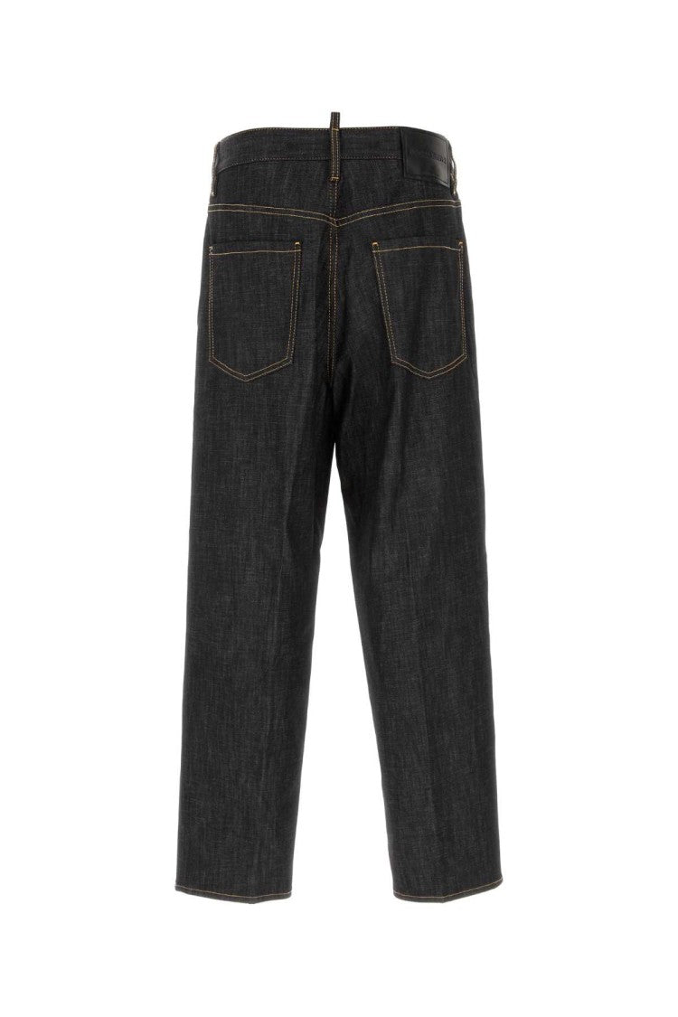 Dsquared2 Black Stretch Denim Loose Wide-Leg Jeans