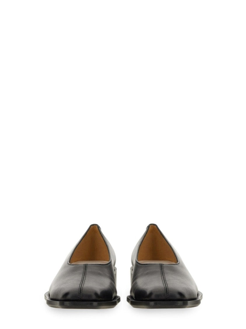 Mm6 By Maison Margiela Pointed Toe Leather Ballerina Flats