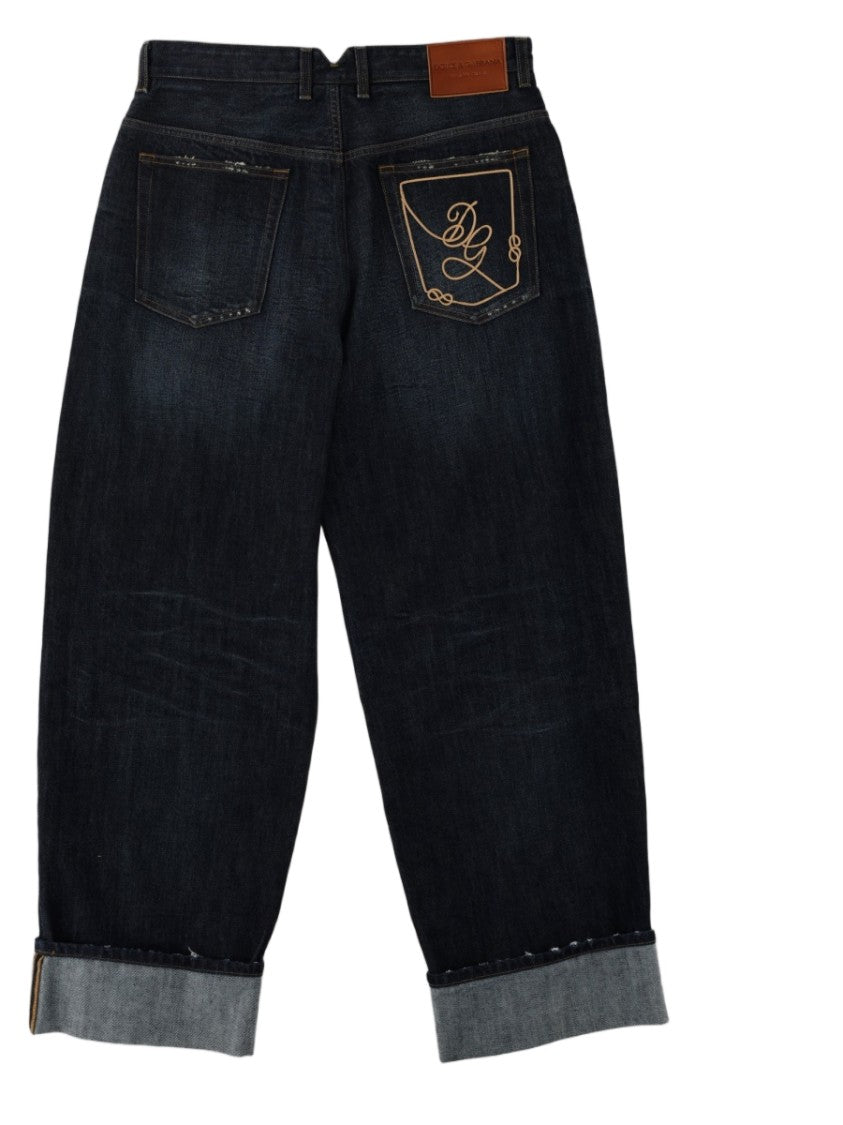Dolce & Gabbana Dark Blue Denim Trousers With Classic Five-Pocket Design