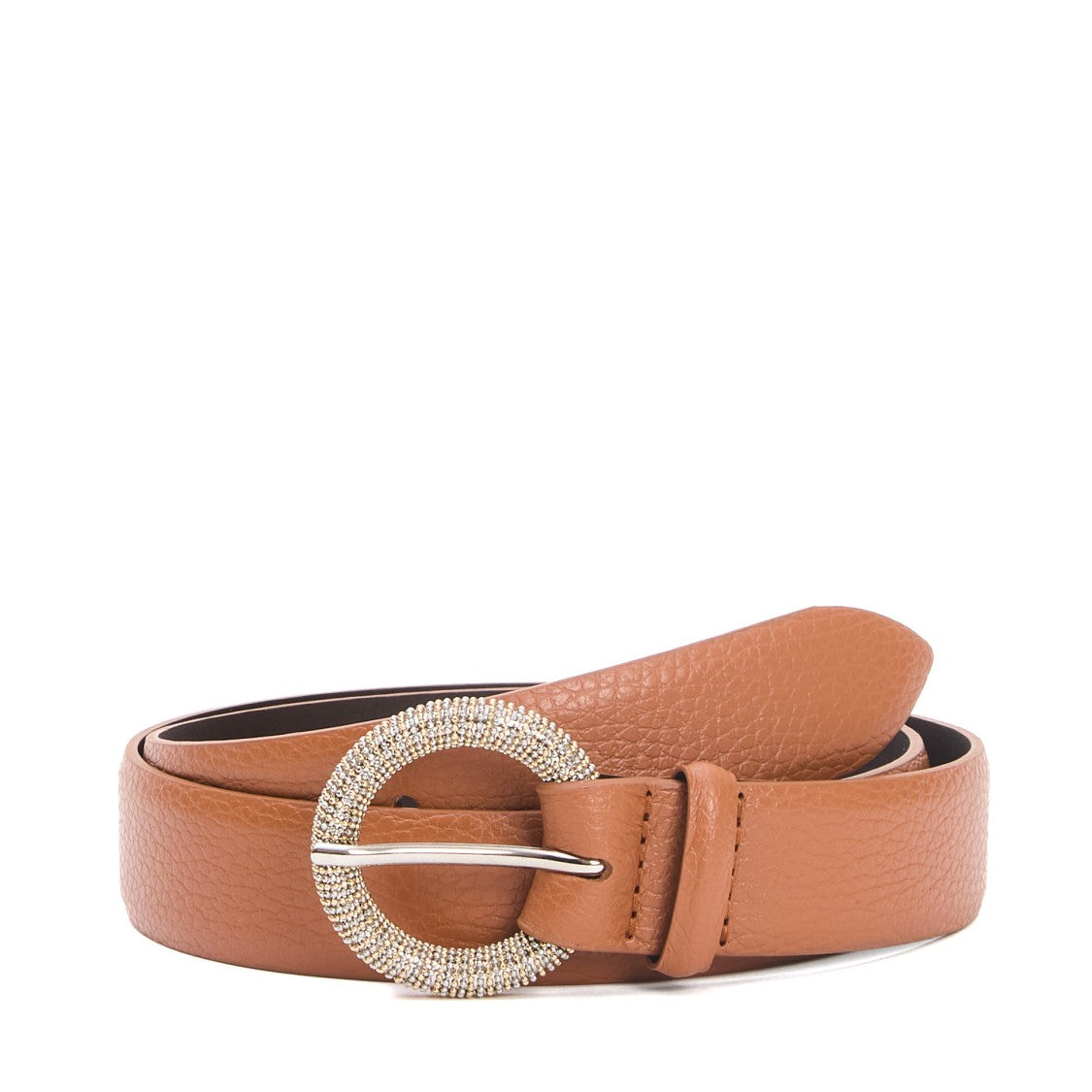 Orciani Round Buckle Belt With Strass Accents