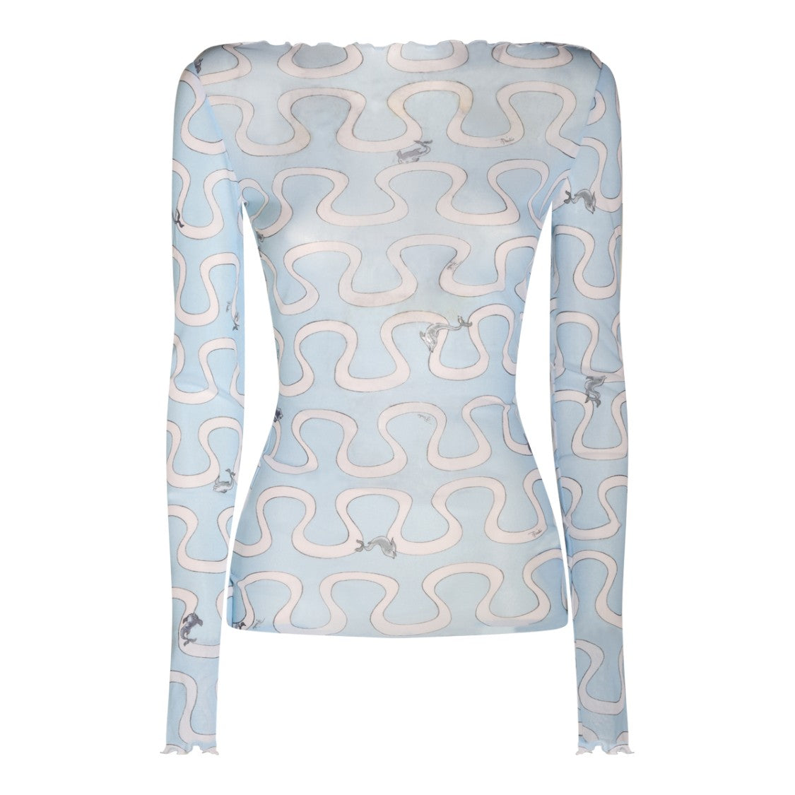 Emilio Pucci Fitted Long-Sleeve Top With Abstract Wavy Pattern