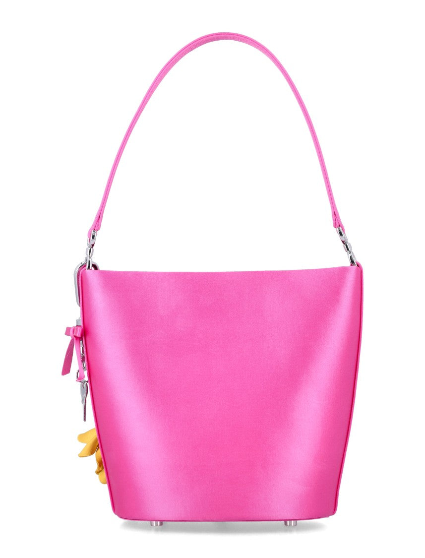 Self-Portrait Satin Charm Bucket Bag