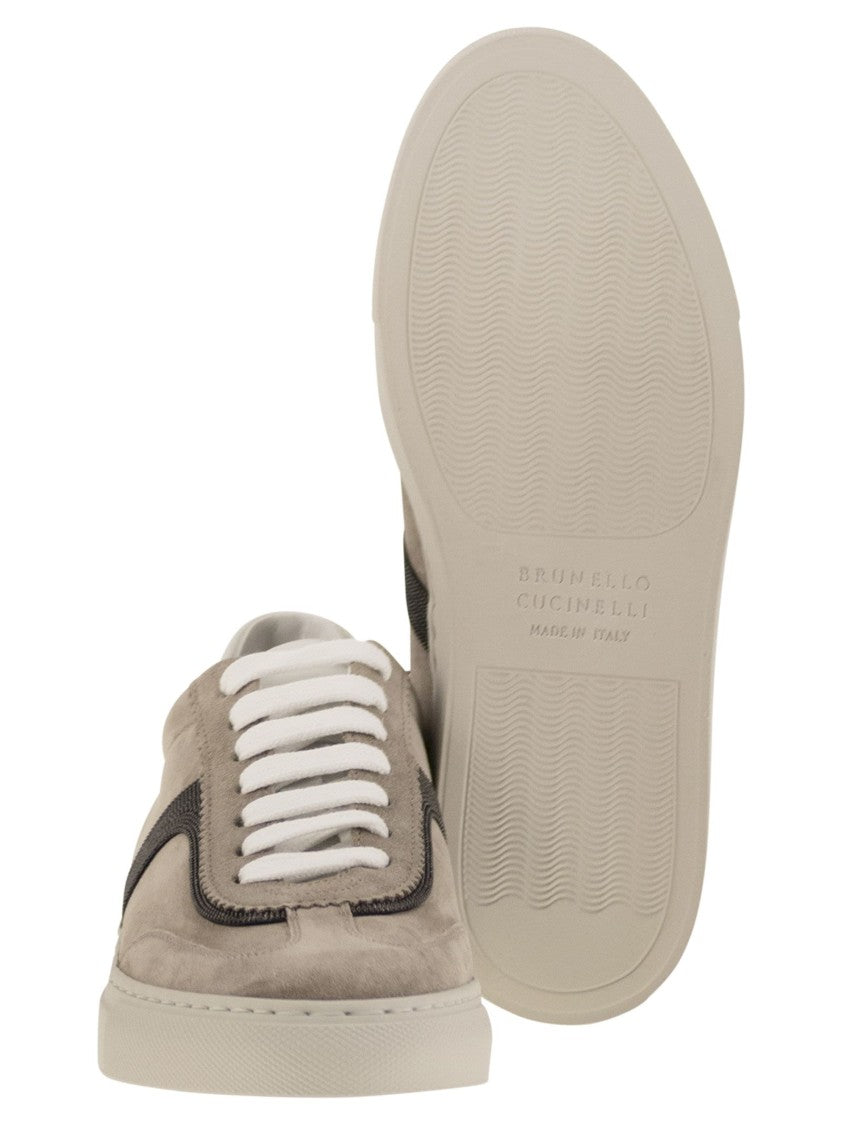 Brunello Cucinelli Suede Trainers With Precious Detailing