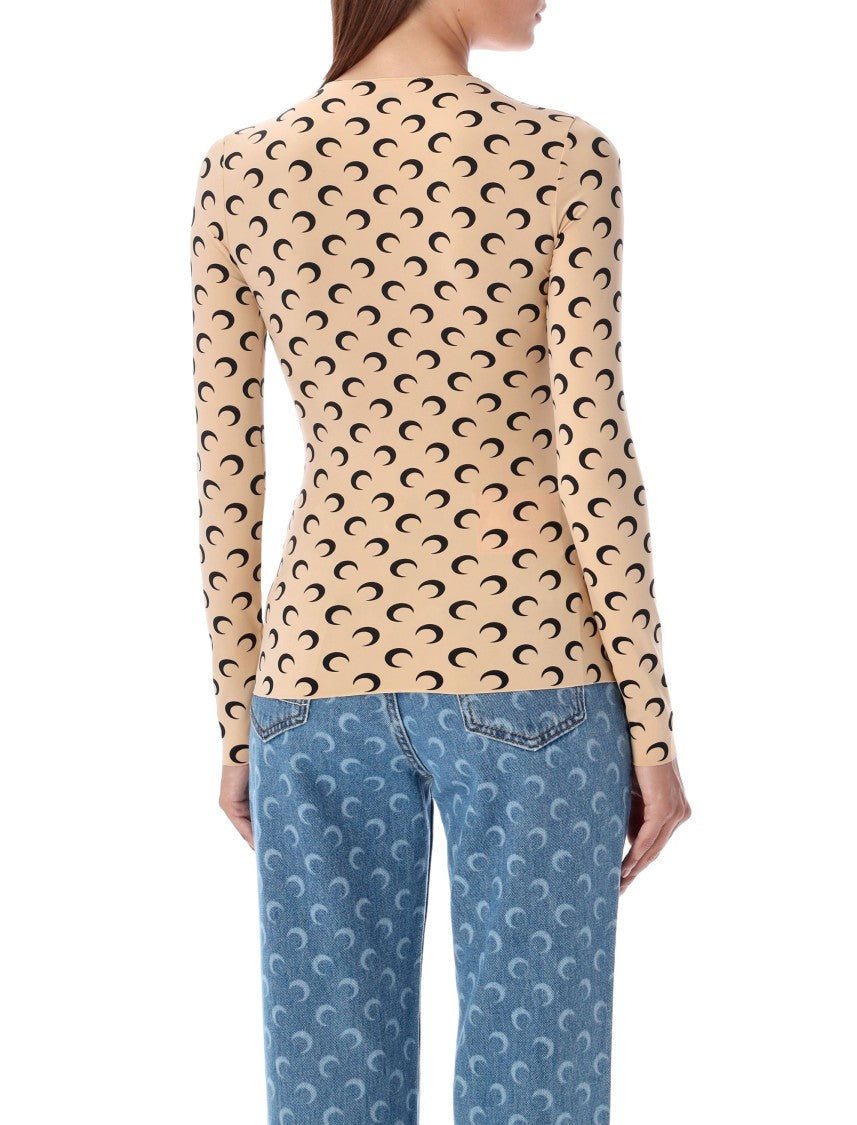 Marine Serre Moon Second Skin Crew Neck Top