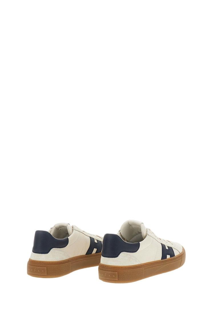 Hogan White H705 Allacciato H Sappa Suede Sneakers