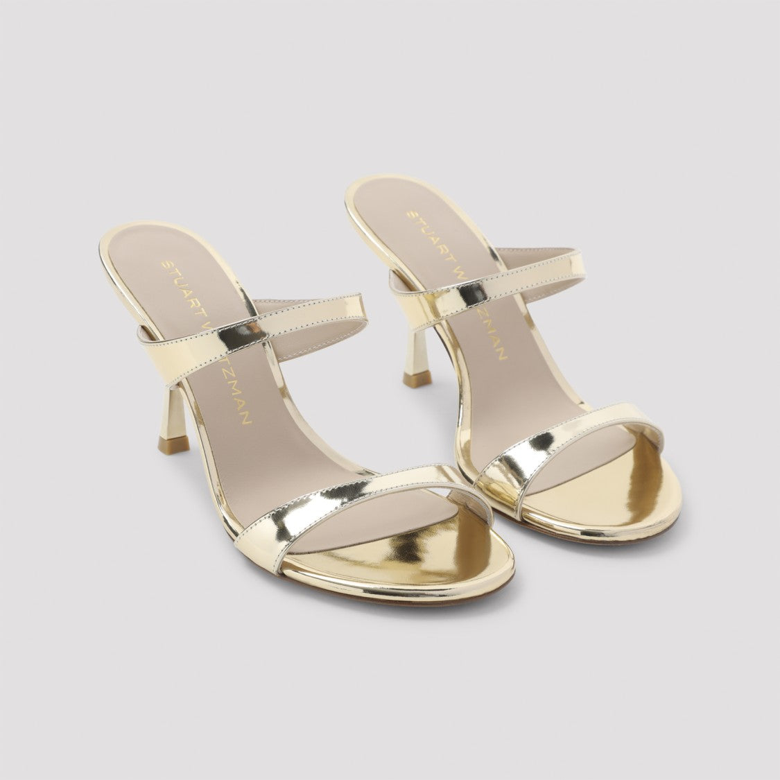 Stuart Weitzman Metallic Finish Sandals With Slim Heel