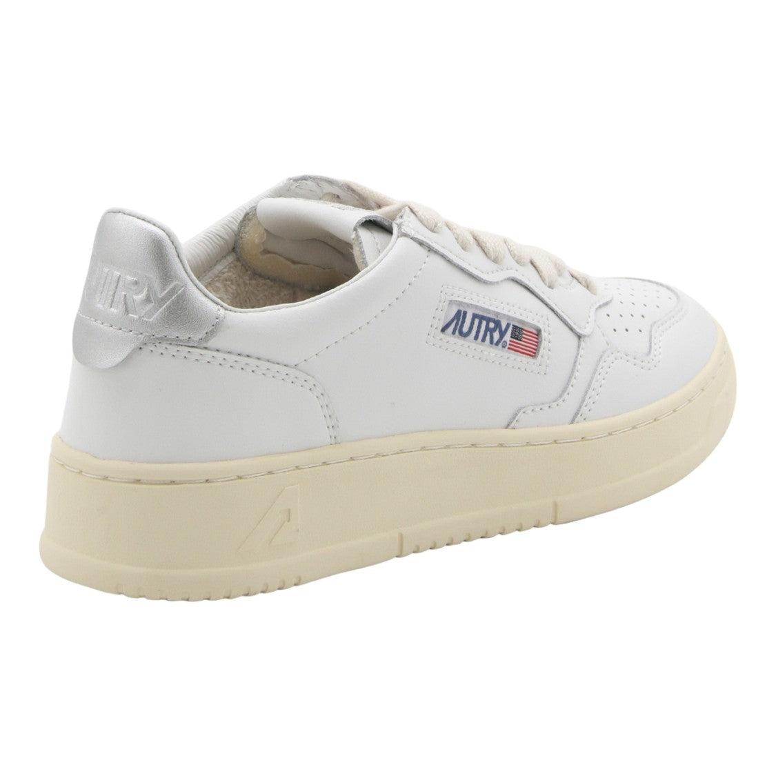 Autry Low-Top White Leather Sneakers With Perforated Detailing And Metallic Accents