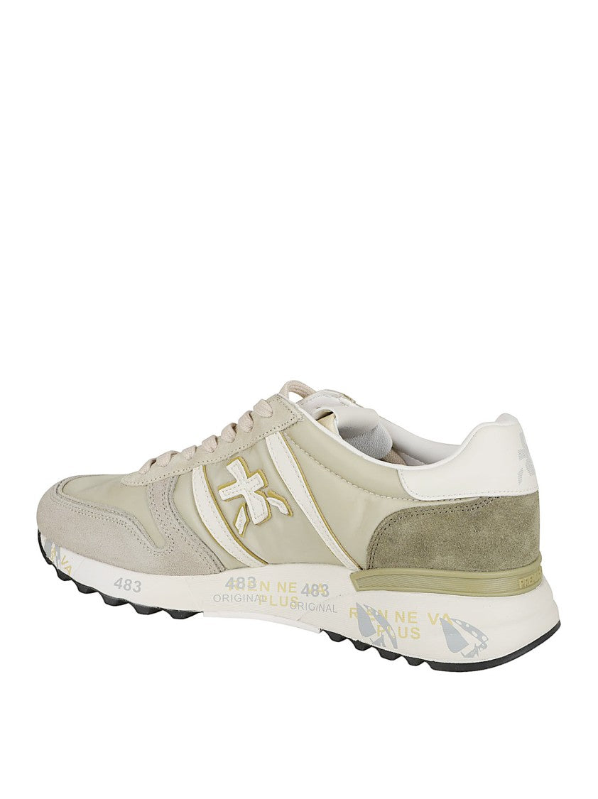 Premiata Beige Suede And Nylon Sneakers With Ergonomic Sole