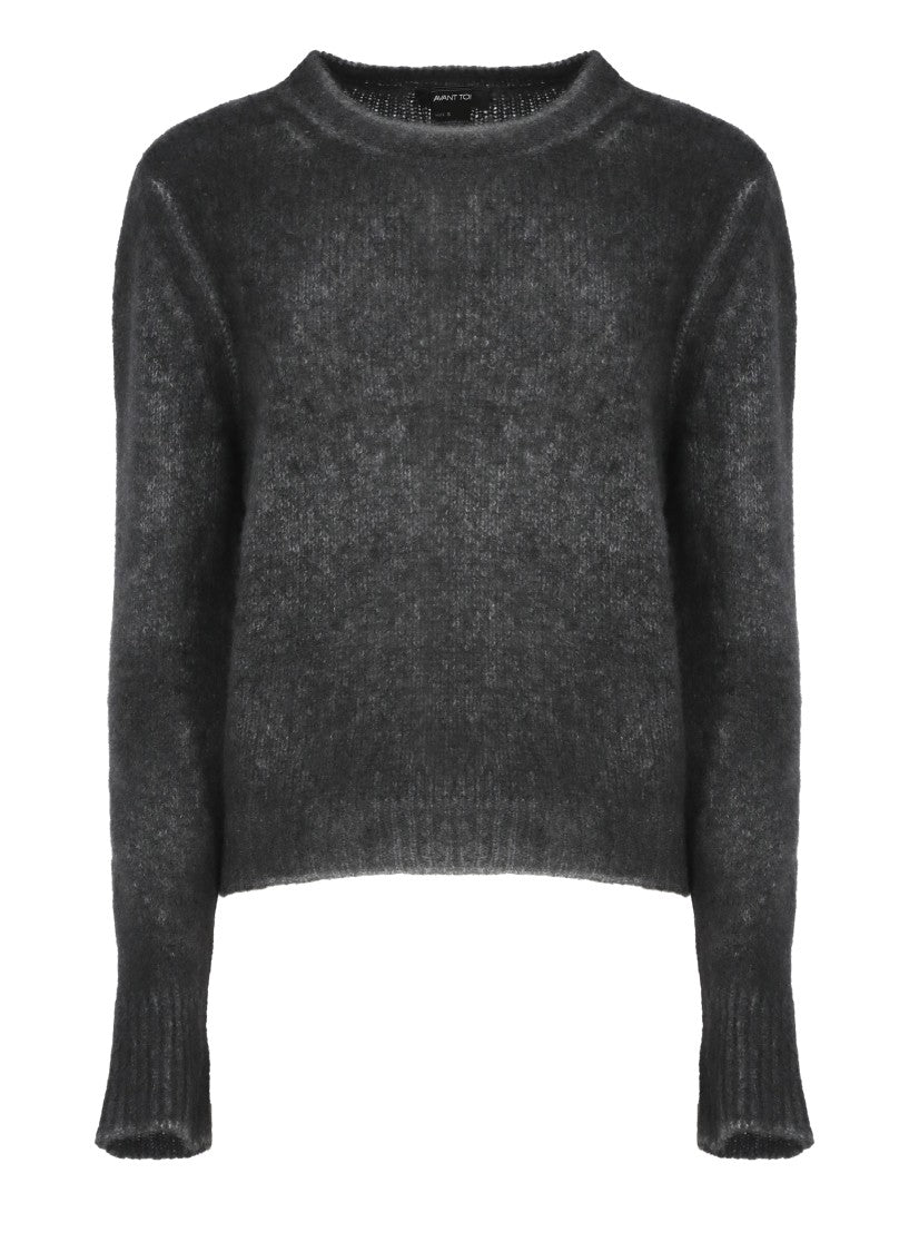 Avant Toi Grey Cashmere Elasticized Cuffs Sweater