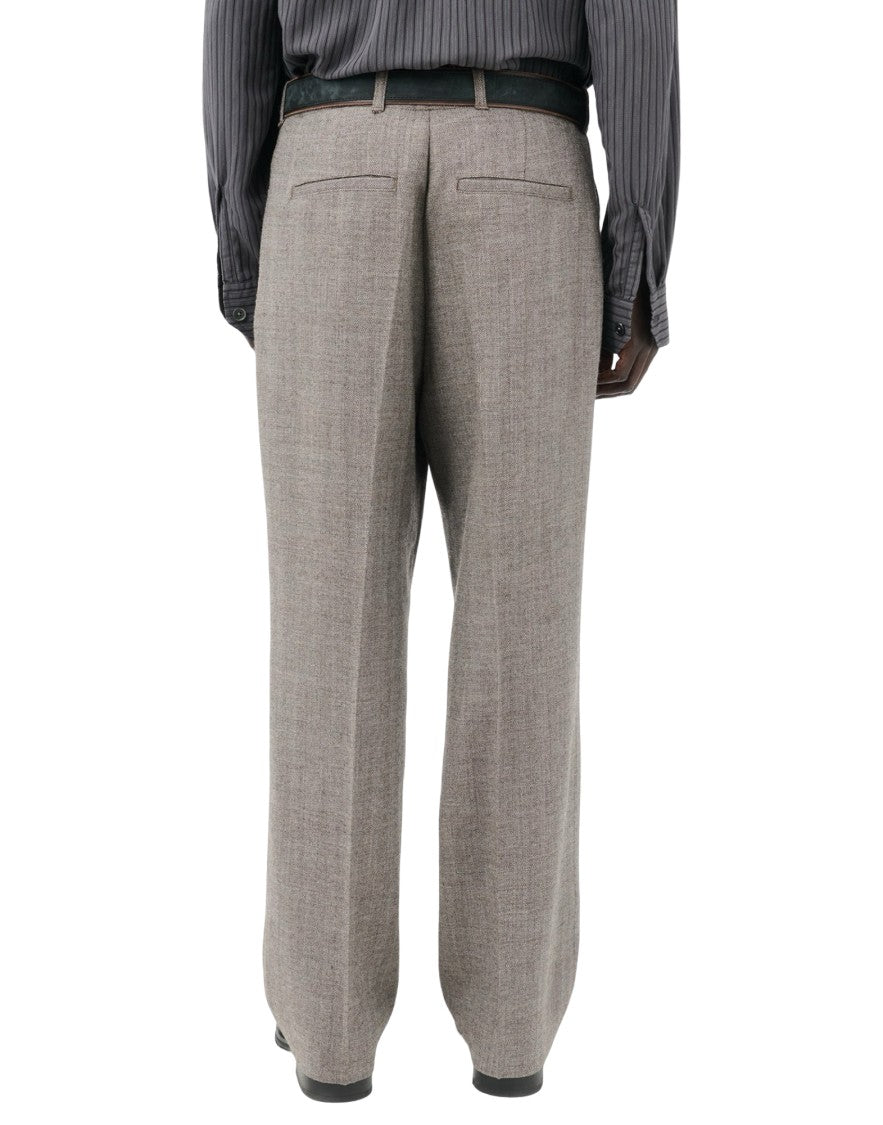 Our Legacy Relaxed Fit Brown Chinos With Textured Fabric