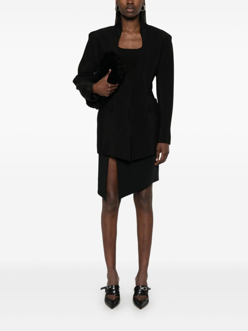 Mugler Black Press Stud Shoulder Pad Jacket
