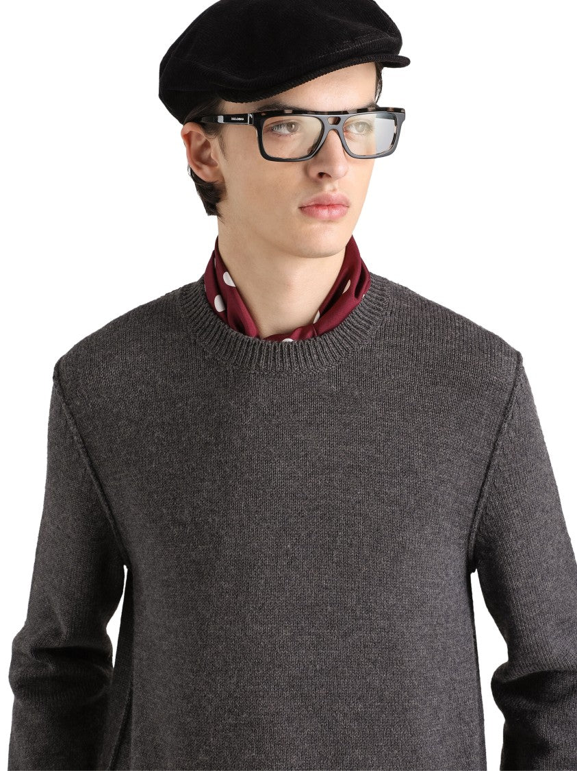 Dolce & Gabbana Textured Knit Sweater With Crew Neckline And Ribbed Finish