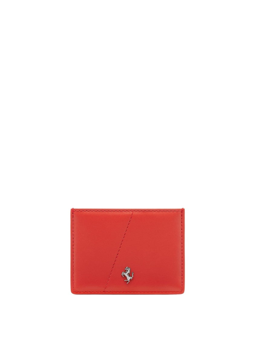 Ferrari Red Leather Metallic Emblem Wallet