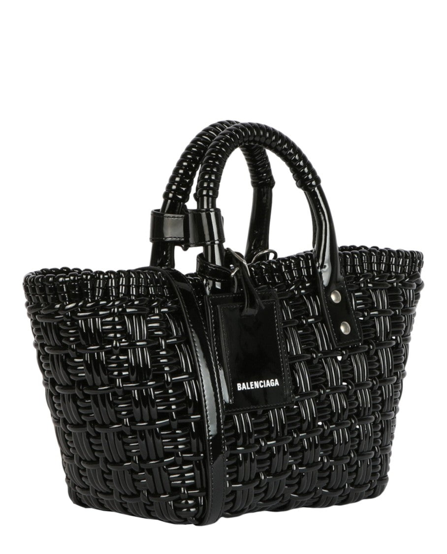 Balenciaga Basket-Style Tote Bag With Detachable Shoulder Strap And Glossy Finish