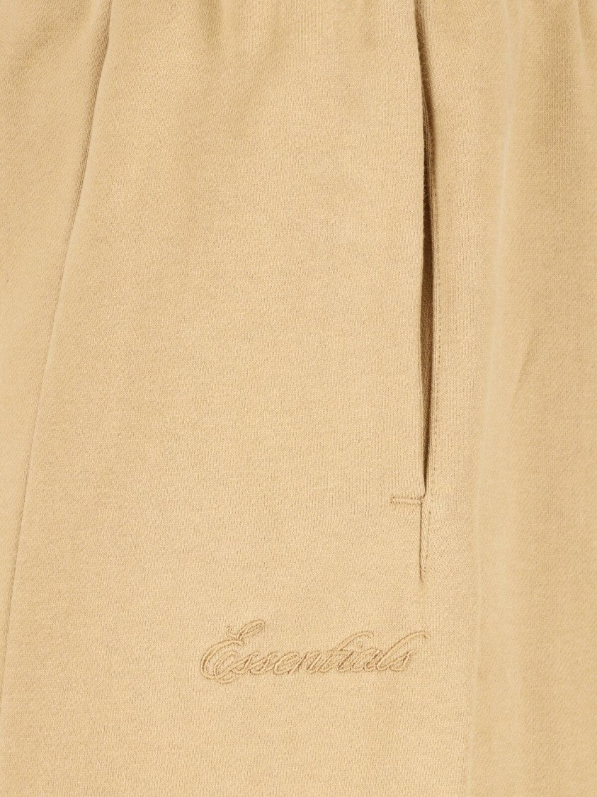 Fear Of God Essentials Beige Wide-Leg Cropped Tonal Embroidered Trousers