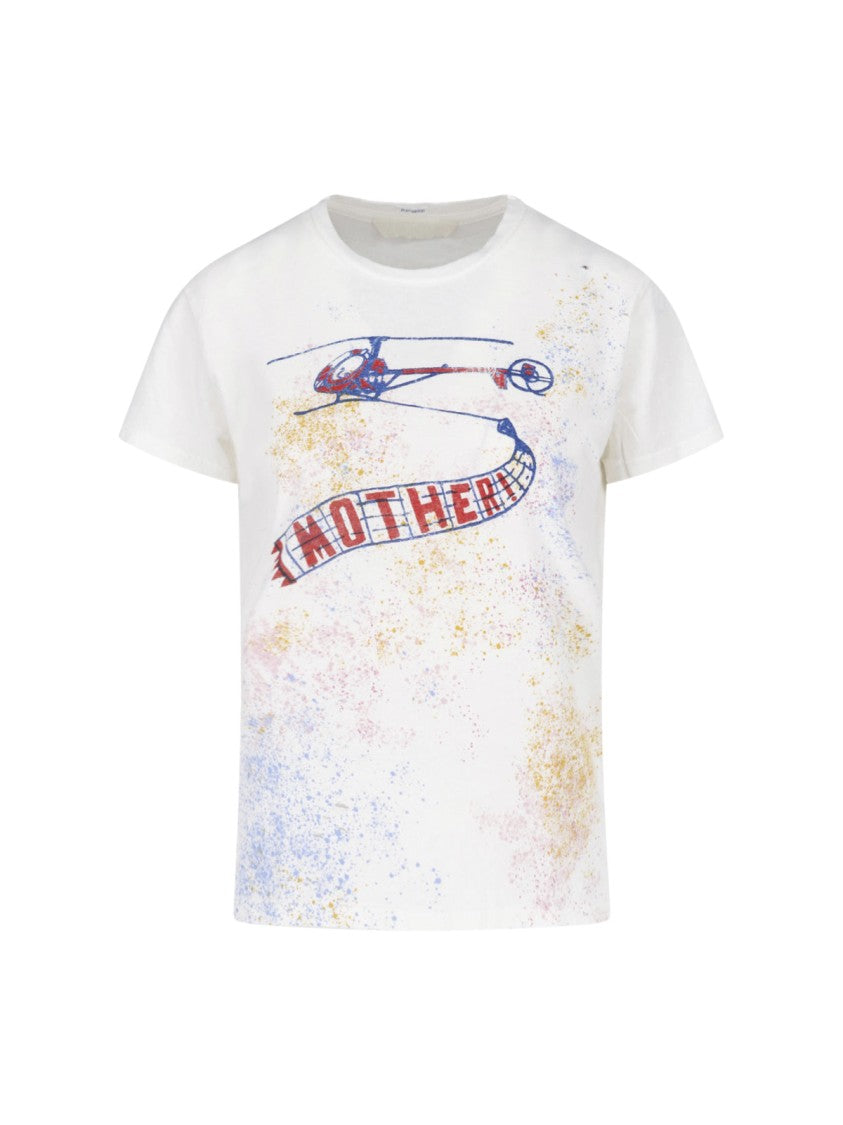 Mother Relaxed Fit Boxy T-Shirt With Multicolor Helicopter Print