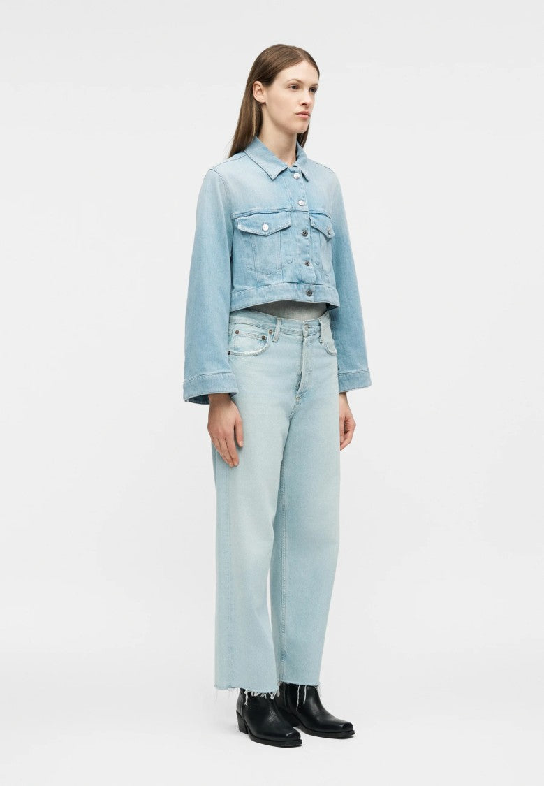 Dondup Cropped Denim Jacket With Classic Collar