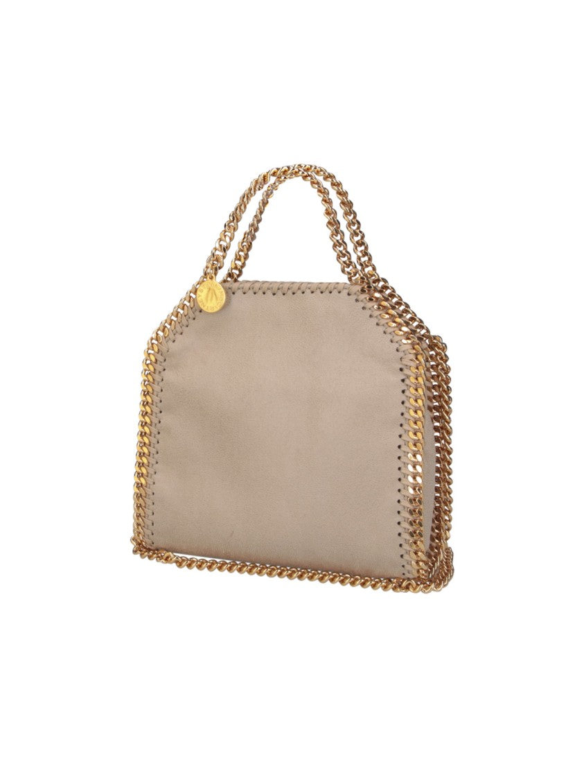 Stella Mccartney Beige Structured Gold-Tone Chain Trim Handbag