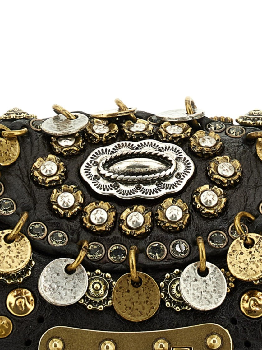 Campomaggi Medium Brown Leather Handbag With Decorative Studs And Clasp Closure