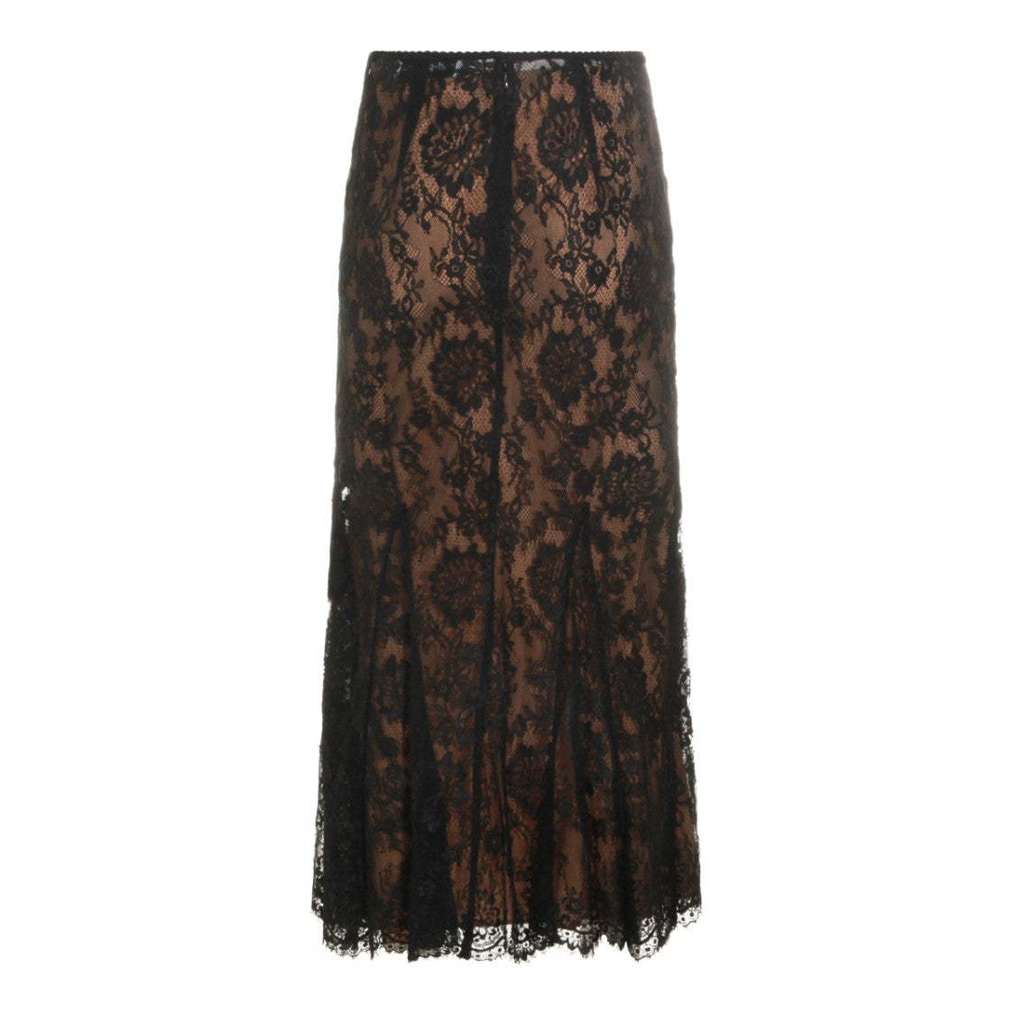 Self-Portrait High-Waist Black Lace Maxi Skirt With Scalloped Hem